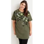 Økologiske Bæredygtige Kortærmede t-shirts med Blomster med rund udskæring med korte ærmer Størrelse XL til Damer 