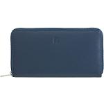 DUDU Große Bunte Damenbrieftasche RFID in echtem Leder mit Rundum - Reißverschluss Blau