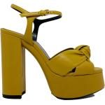 Gule Elegant Sommer Sandaler med hæl i Læder med rem Hælhøjde over 9 cm Størrelse 34 til Damer på udsalg 