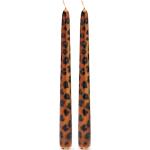 Leopard Candle - Set Of 2 Home Decoration Candles Pillar Candles Brown Anna + Nina