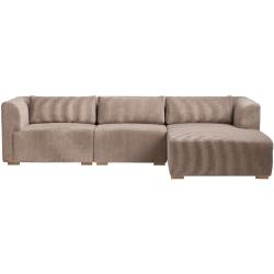 Living & more 3 pers. modulsofa med chaiselong - Karl - Mocca