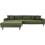 Loungesofa med chaiselong - Lido - Olivengrøn | L290 D92-170 H76 cm. | Polyester | Moderne sofa i en lækker farve