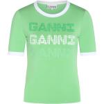 Lysegrønne Ganni T-shirts med tryk i Lyocell Størrelse XL til Damer på udsalg 