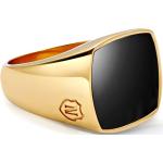 Men's Gold Signet Ring With Onyx Ring Smykker Black Nialaya
