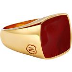 Men's Goldplated/silvered Signet Ring With Red Agate Str 8 - Ringe Stål