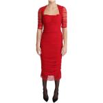 Røde Midi Dolce & Gabbana Aftenkjoler i Bomuld Med 3/4 ærmer Størrelse XL til Damer på udsalg 