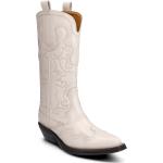 Mid Shaft Embroidered Western Boot Lange Støvler White Ganni