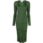 Grønne Midi Ganni Aftenkjoler med firkantet udskæring Med lange ærmer Størrelse XL til Damer på udsalg 