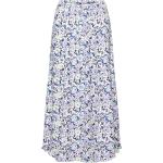 Midi Skirt With All-Over Floral Pattern Knælang Nederdel White Esprit Casual