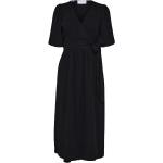 Sorte Elegant Midi Selected Wrap kjoler med Pufærmer Størrelse XL til Damer på udsalg 
