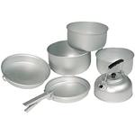 Mil-Tec Aluminium 3 Pots Pan Pot Cooking Set – Silver 20.5 x 10.5 cm/19 x 8.5 cm/17 x 8.5 cm