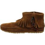 Minnetonka Women's Concho/Feather Side Zip Boot Moccasin Boots, Brown 2