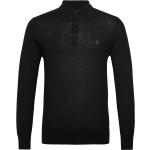 Mode Merino Ls Polo Tops Knitwear Long Sleeve Knitted Polos Black AllSaints