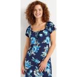 Blå Sommer Aftenkjoler i Jersey med Flæser Off the shoulder med korte ærmer Størrelse XL med Blomstermønster til Damer 