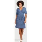 Blå Korte Sommer Aftenkjoler i Jersey med korte ærmer Størrelse XL med Prikker til Damer på udsalg 