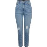 Lyseblå Pieces Mom jeans i Bomuld Størrelse XL til Damer 