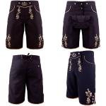 Monaco di Bavaria Leather Swimming Trunks with Full Embroidery, Bermuda Shorts, Traditional Swimming Trunks, Swimming Trunks as a Gift, black/gold