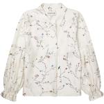 Hvide Munthe Langærmede skjorter i Silke med Flæser Med lange ærmer Størrelse XXL med Blomstermønster til Damer på udsalg 