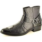 Sorte Læderstøvler i Læder med bred sål med rem med spidse skosnuder Størrelse 40.5 til Herrer 