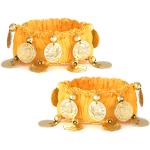 MyBeautyworld24 Belly Dance Hand Chain Bracelet, Hand Jewellery Bracelets with Gold-Coloured Coins (Pair) -