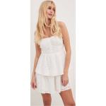 Hvide Korte NA-KD Aftenkjoler i Polyester med Flæser Størrelse XL til Damer 