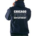 Navy hooded sweater Chicago Fire Dept. with Standard Emblem and Lettering blue navy Size:XXL