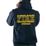Hoodie CHICAGO FIRE DEPT. in navy, SQUAD COMPANY mit Standard-Emblem und Schriftzug in gelb