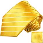 Guldfarvede Paul Malone Brede slips i Silke Størrelse XL med Striber 