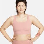 Longline Nike Zenvy sports bh med indlæg og let støtte til kvinder Pink