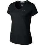 Nike Damen T-Shirt Miler V-Neck, Black/Reflective Silver, M