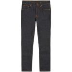 Blå Nudie Jeans Økologiske Bæredygtige Slim jeans i Bomuld Størrelse XL med Stretch til Herrer 