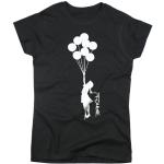 Nutees Banksy Girl With Balloons Graffiti Damen T Shirt - Schwarz X-Large