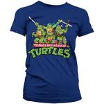 Teenage Mutant Ninja Turtles Offizielles Lizenzprodukt Turtles Distressed Group Frauen T-Shirt (Marineblau), Large