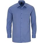 Olymp Luxor Men's Long-sleeved Shirt, Plain, Modern Fit, Global Kent Collar - mid-blue, size: 45