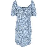 Blå Korte ONLY Aftenkjoler i Polyester med korte ærmer Størrelse XL med Blomstermønster til Damer 