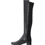 Sorte Casual Stuart Weitzman Overknee støvler i Læder blokhæle Størrelse 40.5 til Damer 