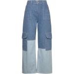 Overdyed Cutline Denim Designers Jeans Wide Blue Ganni