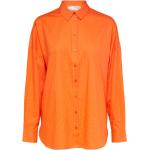 Orange Selected Økologiske Bæredygtige Langærmede skjorter i Bomuld Uden ærmer Størrelse XL til Damer på udsalg 