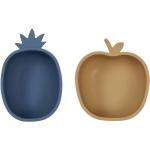 OYOY Snackskåle - 2-pak - Silikone - Pineapple & Apple - Blue/Li