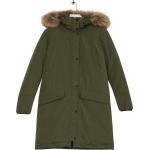 Oliven Vandtætte Parka coats i Fleece Størrelse XL med hætte til Damer på udsalg 