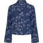 Blå Pieces Langærmede skjorter i Denim Med lange ærmer Størrelse XL med Blomstermønster til Damer 