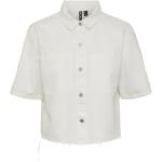 Hvide Pieces Kortærmede skjorter i Denim med Nitter med korte ærmer Størrelse XL til Damer 