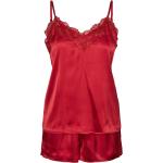 Røde Pieces Pyjamas i Satin med Flæser Størrelse XXL til Damer på udsalg 