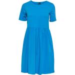 Blå Korte Pieces Aftenkjoler med rund udskæring med korte ærmer Størrelse XL til Damer på udsalg 
