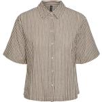 Brune Pieces Kortærmede skjorter med korte ærmer Størrelse XL med Striber til Damer på udsalg 