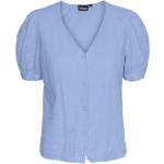 Blå Pieces Kortærmede skjorter i Bomuld med V-udskæring med korte ærmer Størrelse XL til Damer 