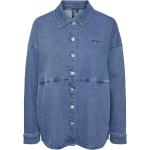 Blå Pieces Skjortejakker i Denim Størrelse XL til Damer 