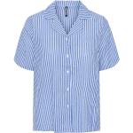 Blå Pieces Kortærmede skjorter med korte ærmer Størrelse XL med Striber til Damer på udsalg 