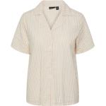Beige Pieces Kortærmede skjorter med korte ærmer Størrelse XL med Striber til Damer på udsalg 