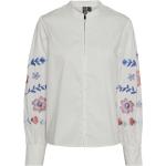 Hvide Pieces Langærmede skjorter Med lange ærmer Størrelse XL med Blomstermønster til Damer 